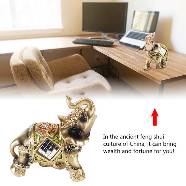 Lucky Feng Shui Grøn Elefant Statue Skulptur Rigdom Figur Gave Hjem Indretning S