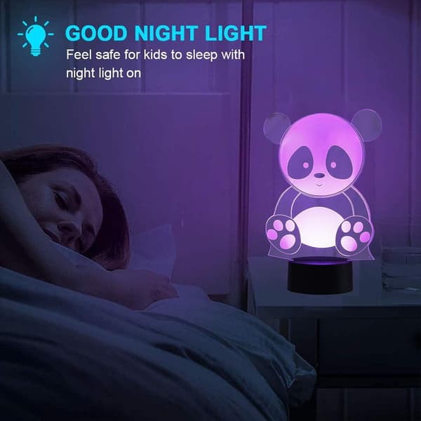 Panda 3D LED Lys Illusionslys til Børn Optisk Illusion