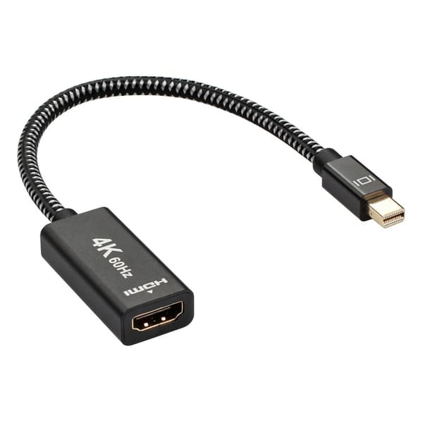 Mini DisplayPort till HDMI-adapter, Mini DP (Thunderbolt) till HDMI-adapter, guldpläterad flätad, kompatibel med MacBook Air/Pro, Microsoft Surface Pro/Do