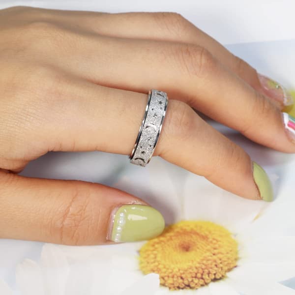 Angst Spinner Fidget Ring til kvinder og voksne - Spinner Fidget Ringe, 3 stk. sæt, Rosaguld, Sølv, Regnbue, Størrelse 6, Dagligdags tilbehør 9