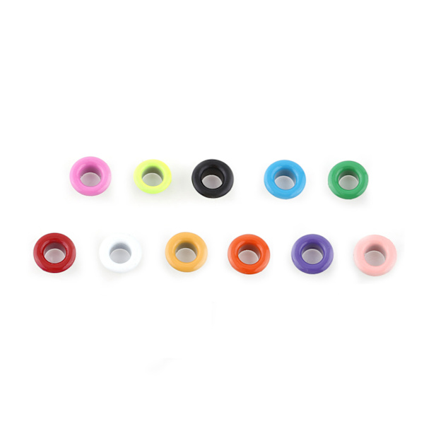 100 set 5mm metalliska scrapbooking-öljetter spänne läderhantverk klädtillbehör (blandad färg)
