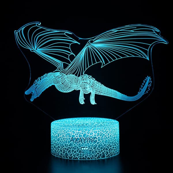 3D Natlampe LED Illusion Skrivebordslampe 7 Farveskift