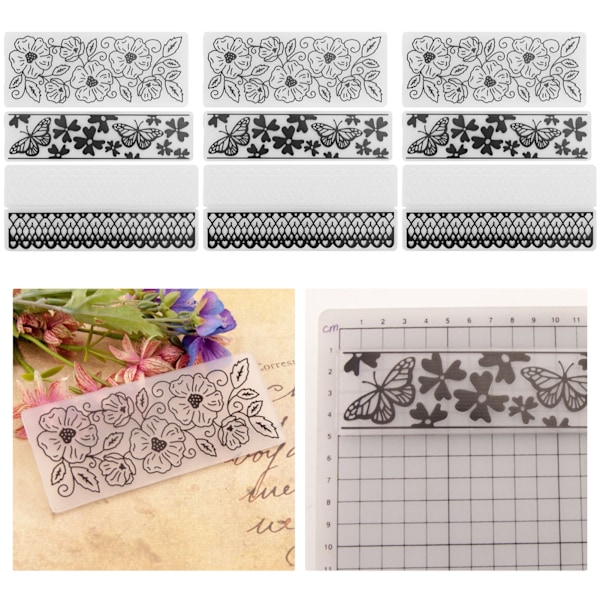 9 stk. Blomster Plast Embossing Folder Rektangel til DIY Kortmager Håndlavede Tilbehør