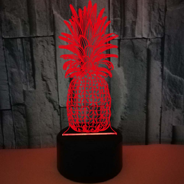 Ananas 3D nattlampa, 7 färger som ändras med fjärrkontroll