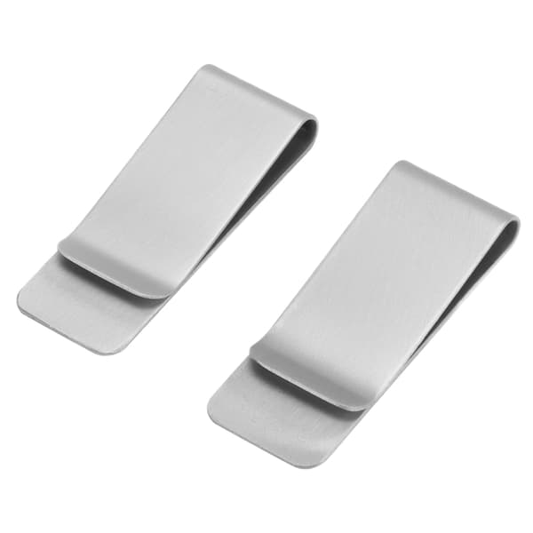 2 st metallpengaclips i rostfritt stål, specialformade miniplånböcker, kreditkortshållare för män (silver)