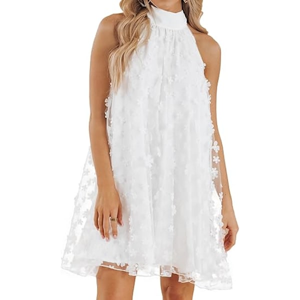 Dame Sommer Bryllupsgæst Formelle Kjoler Cocktail Halter Swing Kjole Sød A-Linje Mini Homecoming Kjole XL