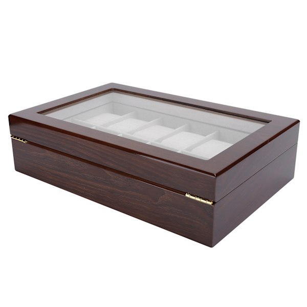 12 rutnät trä klocka display box arrangör handledsklockor förvaring trä låda fall arrangör