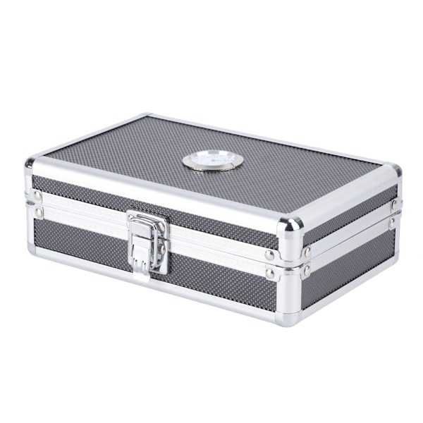 Aluminium Skal Cedarforet Cigar Humidor Opbevaringsboks Bærbar Gaveæske med Luftfugter