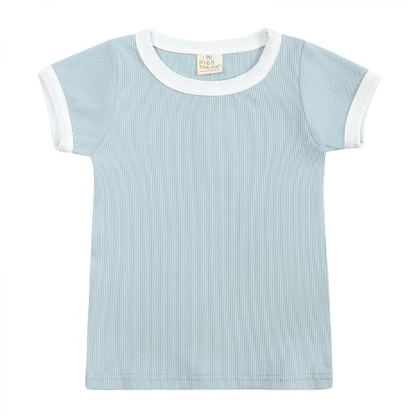 Toddler Solid Cotton Daily Short Summer Pajamas,S(Blå)