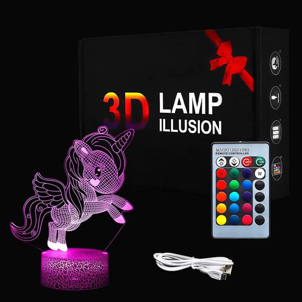 3D Natlampe til Gamer, 16 Farver, 4 Farveskift