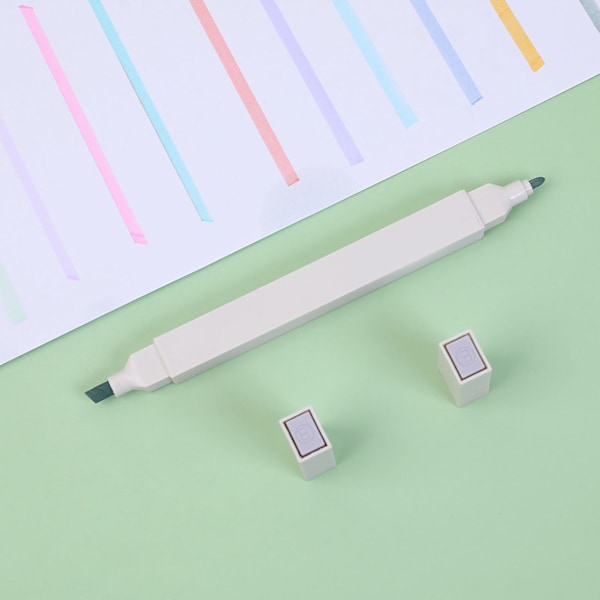 Cartoon Highlighter Dubbla Huvuden Eco Vänlig Luktfri Bärbar Antecknings Tagning Ljusa Levande Färg Brett Använd Antecknings PennaCool Grå