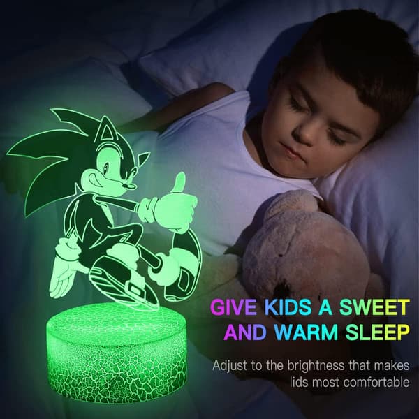 Sonic The Hedgehog 3D Illusion Natlampe, 3 Mønstre 16 Co