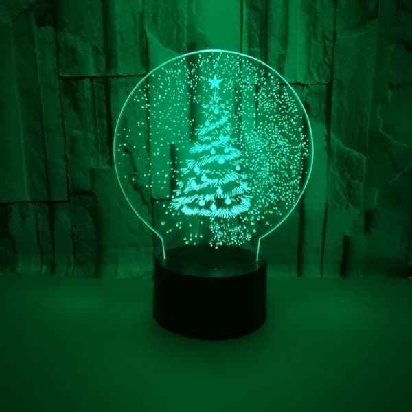 Juletræs Natlampe, 3D Illusionslampe, 7 Farver Chan