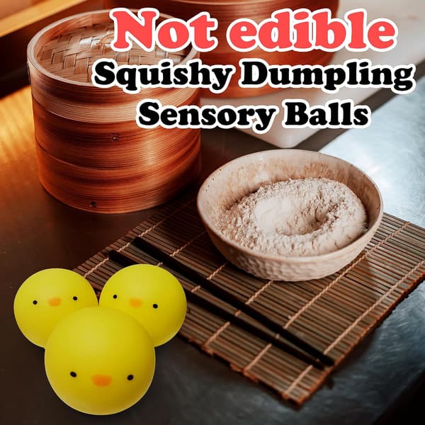 3-pak Mini Kylling Dumpling Squishy Fidget Legetøj, Stressaflastende Klemmebolde til Børn, Påskekyllinger Kurvefyld Sensorisk Fidget Legetøj