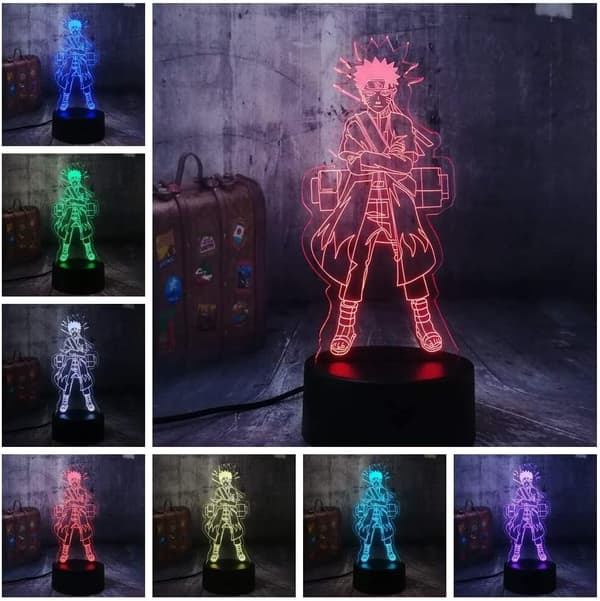 Naruto Lampe Natlampe LED Bord Illusionslampe Hjem D
