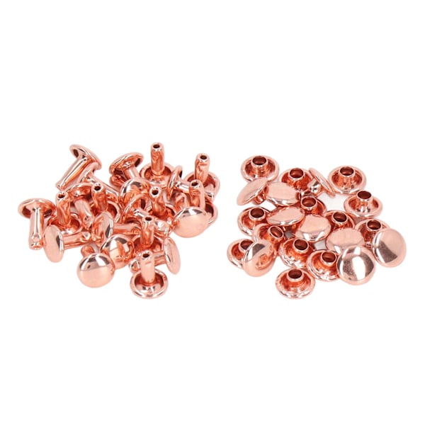 100 set dubbelsidiga nitar 7x8mm järnläder nitar DIY runda nitar för kläder väskor skobox roséguld