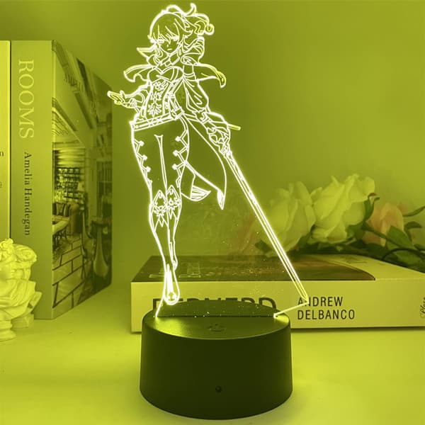 Natslys Keqing Figur Anime Spil 3D LED Bordlampe til Soveværelsesindretning Led Lys