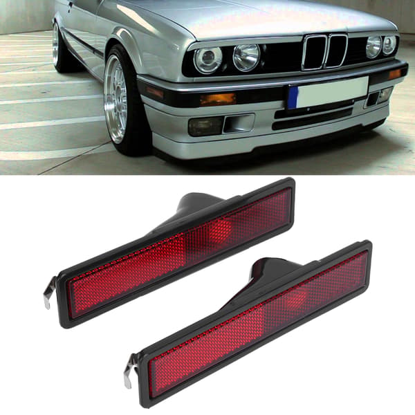 2 stk. Front Side Marker Lysdeksel Linse 63141377849 Erstatning for E30 E32 E34 318i 325i 525i 735i Rød