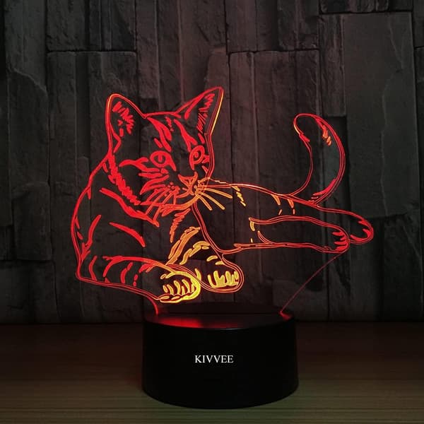 Katte Legetøj Visuelt 3D Natlys 2D Lampe Jul Fest