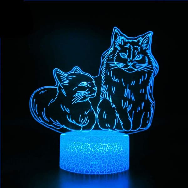 3D Kat Dyre Natlampe Illusion Natlys 7 Farver