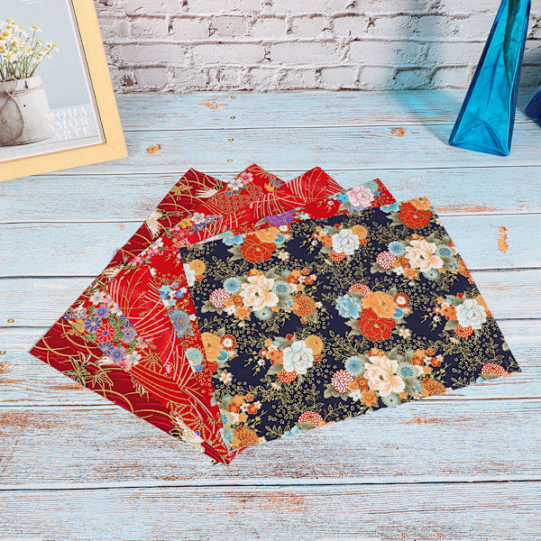 10 stk. japansk stil bomuldsstof bronzing trykt quiltetilbehør til DIY håndarbejde tasker tegnebøger 25x20cm
