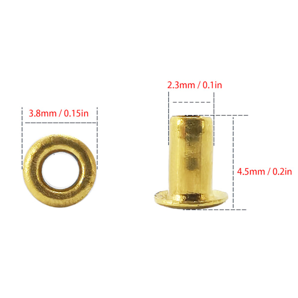 500 st ihåliga nitar 65 koppar slät yta enkel installation kläder nitar för DIY hantverk 2,3x4,5x3,8mm