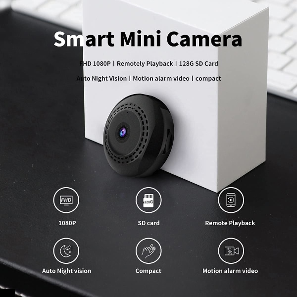 Mini WiFi spionkamera 1080P, trådlös dold spionkamera Video Re White