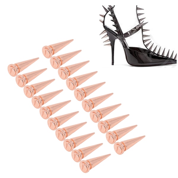 20Pcs Spike Rivet Cone 10x29mm Rose Gold Colour Clothing Decoration Set Kit for Bag