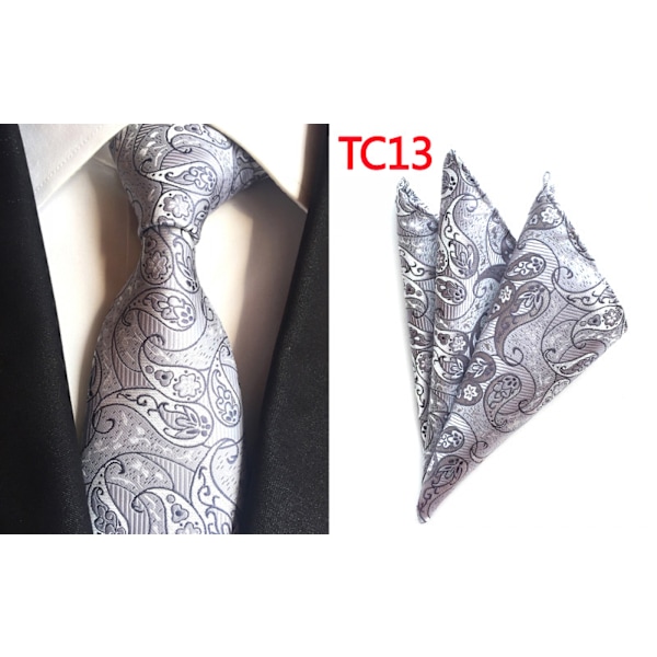 Män slips Paisley vävd siden slips set med ficka Suqare F N