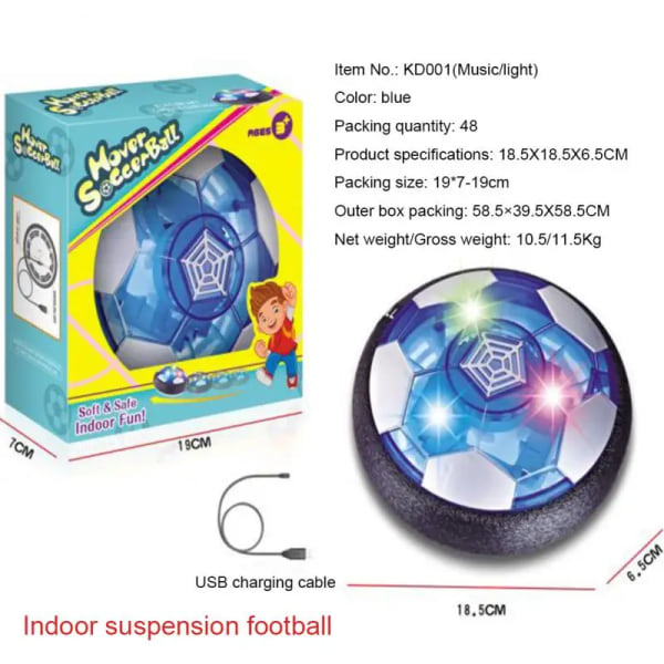 Barn Levitate Suspenderande Fotboll Luftkudde Flytande Plastfotboll Med LED-ljus Glidande Leksaker Fotbollsleksaker Barnpresenter