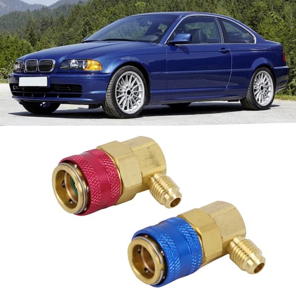 2 st R134A Bil AC Snabbkopplingar 90° Låg & Hög Sida Adapter