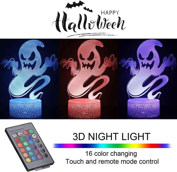 3D Natlampe til Gamer, 16 Farver, 4 Farveskift