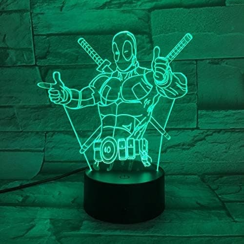 3D Bordlampe Akryl Deadpool Natlampe 7 Farver Misfarvning