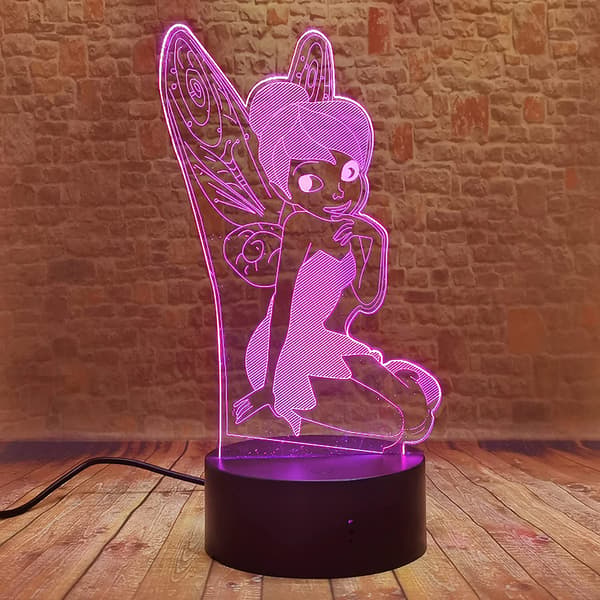 Fairy Tinkerbell Figur Lampe - Tinker Bell Miss Elf 3D Snøfnugg