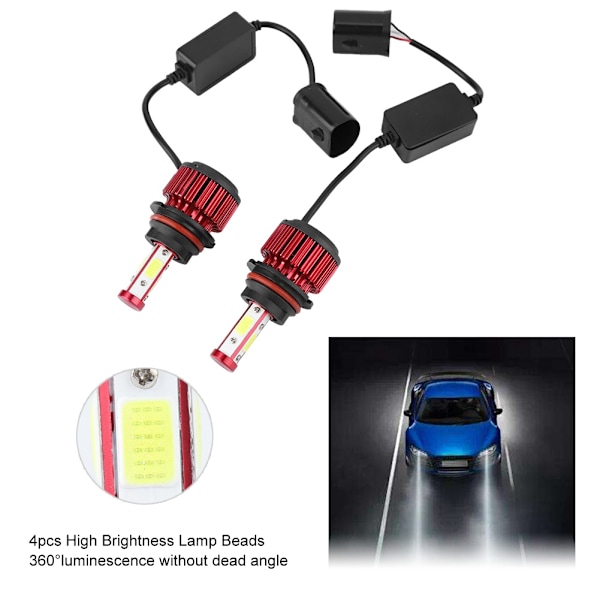 1 Par X6-COB Bil LED Hovedlys H4 H7 H11 H13 5202 9004 9005 9006 9007 9012 Hovedlampe (9004)