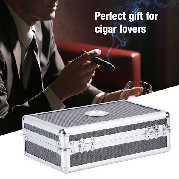 Aluminium Skal Cedarforet Cigar Humidor Opbevaringsboks Bærbar Gaveæske med Luftfugter
