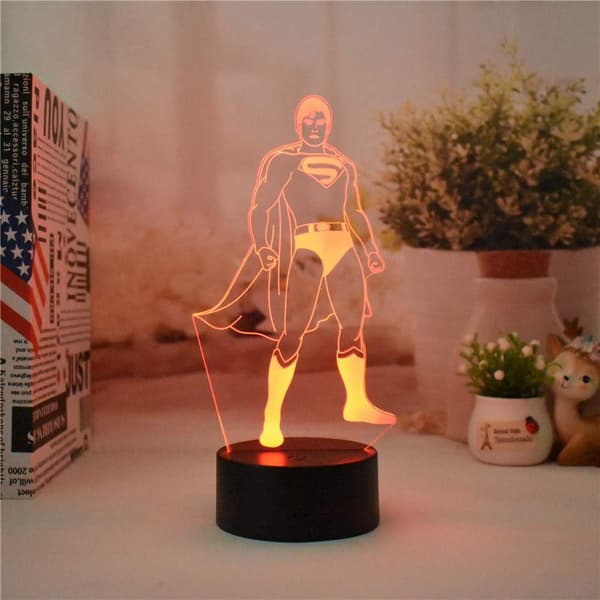 Anime Tema Nattlys 3D Stereo Vision Superman LED Soverom