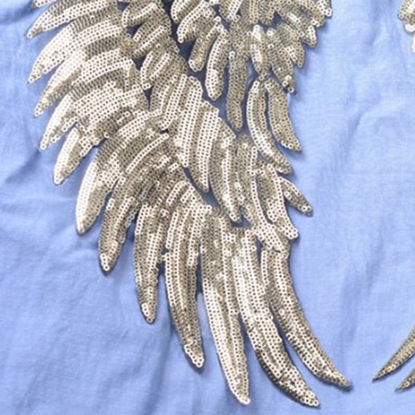 2 stk. Englevinger Sequin Patches Sølv Stryge På Broderede Patches Dekoration til DIY Tøj Nederdel Taske Sko