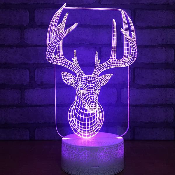 3D LED Hjort Optisk Illusion Sensor Nattlampa med Smart T