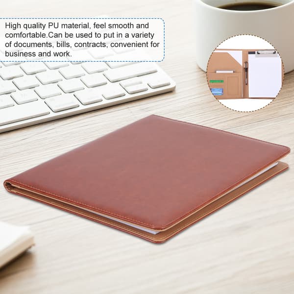 Multifunktionel A4 PU Business Dokument Konference Mappe Organizer Etui m/Kortspor Brun