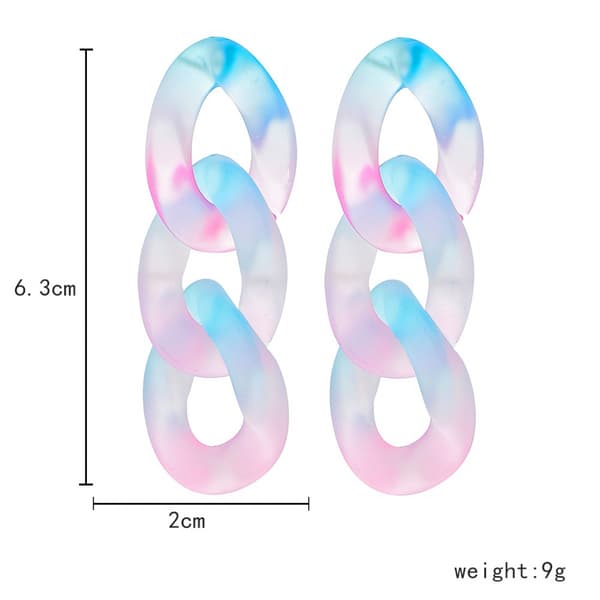 Funky Rainbow Clear Pastel Akryl Ekstra Lange Link Kæde Dangle Øreringe Statement Resin Geometrisk Papirclips Kæde Drop Øreringe