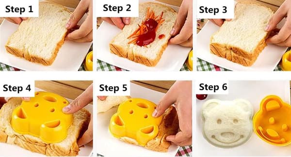 Björnformad smörgåsformskärare, tecknad brödsandwich Sha