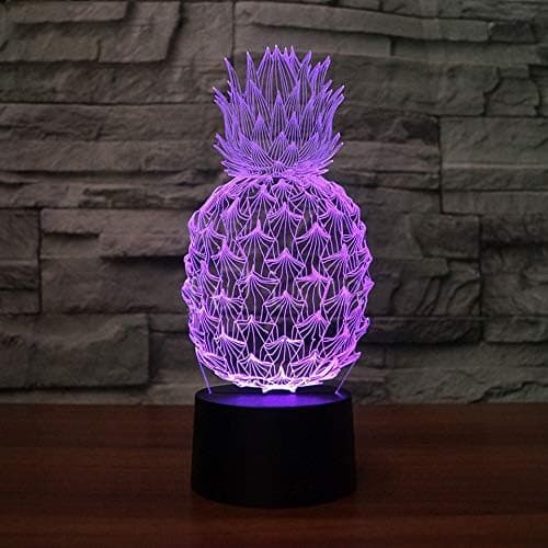 3D Ananas Nattlampe Illusjon 7 Fargeskiftende Berøring