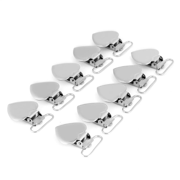 10 stk Metall Hjerteformet Innlegg Smokkholder Suspender Klips for Hjem Håndverk