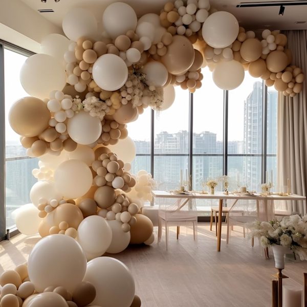130 STK NUDE BALLONER Forskellige Størrelser 18\" 12\" 10\" 5\" Ballonbue Girlande Kit Perfekt til Fødselsdagsfest, Graduering, Baby Shower, Bryllup, Ferie Dekoration Nude