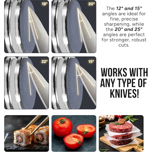 Knlfe Sliper Kit og Sort Støvpose for Oppbevaring, Presis Sliping, Magnetisk Base med 15°, 18°, 20°, 22° Vinkler, Høykvalitets Magneter