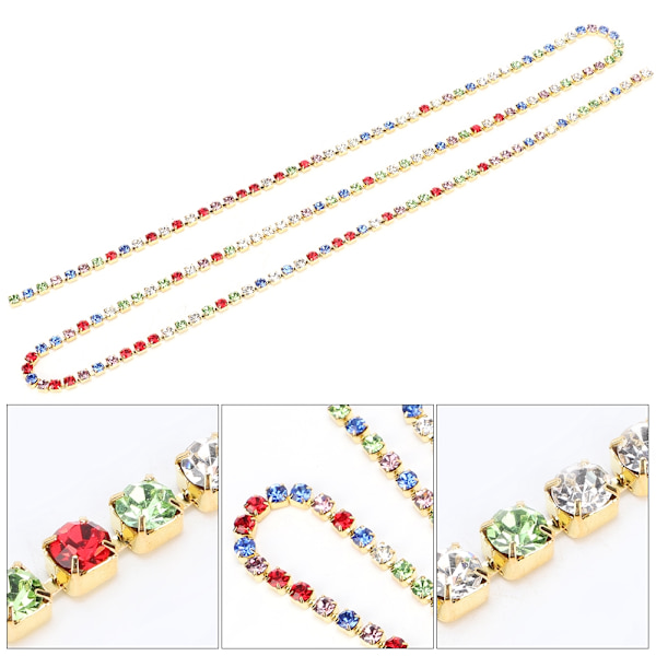 3A 5mm Tsjekkisk Rhinestone Cup Chain Mix Farge Claw Chain DIY Smykker Dekorasjon Tilbehør Gull