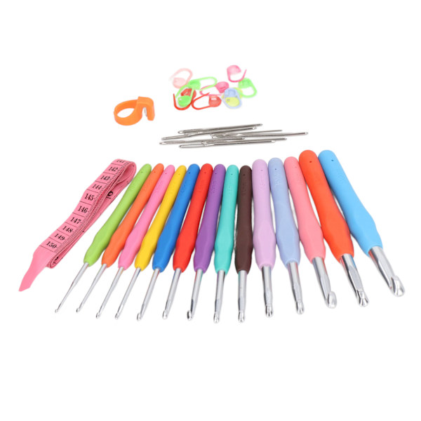 37 stücke Häkelnadeln Set Tragbare Bunte Ergonomische Weiche Griff Strick Häkelnadel Kit Anfänger Geschenk