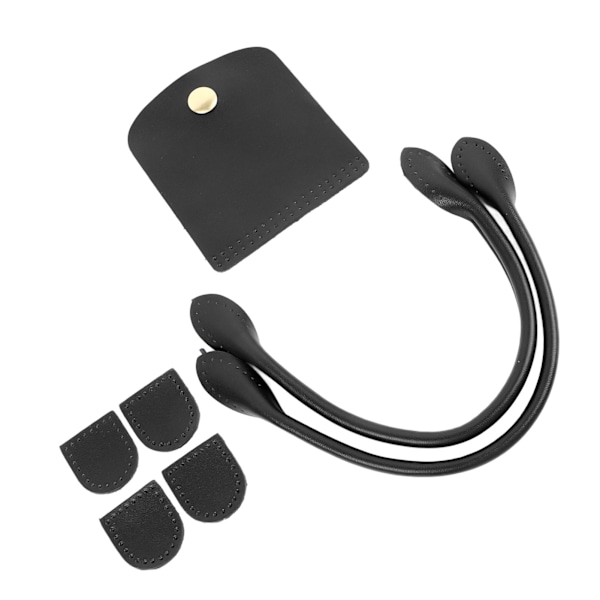 Læder Pung Rem DIY Fashionable Håndtaske Håndtag med Flip Cover Lynlås Stopper til Pung Fremstilling Tilbehør Sort Overlæder