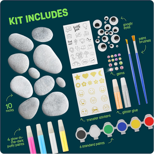 Stenmålning Kit för Barn - Glow in The Dark - Konst & Hantverk Påskgåvor för Pojkar och Flickor - Hantverksaktiviteter - Kreativa Konstleksaker för Barn